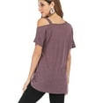 thumbnail image 4 of Womens Cold Shoulder Pullover Tops Sexy Cold Shoulder Summer Shirts Short Sleeve T Shirt Tunic Tops Knot Side Twist Loose Blouses T-Shirts, 4 of 6