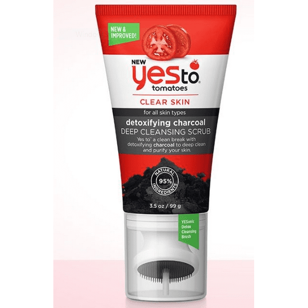 Yes To Tomatoes Detoxifying Charcoal Deep Cleansing Facial Scrub, 3.5