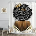 thumbnail image 2 of African American Shower Curtain 72Wx72H Inch Black Girl Woman Motivational Floral Inspirational Quotes Words Flowers Plank Rustic Bathroom Decor Fabric Polyester Waterproof 12 Pack Hooks, 2 of 5