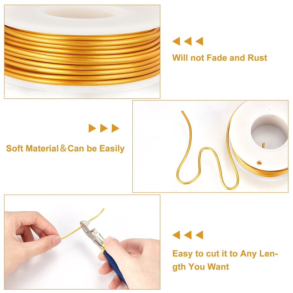 1Set Round Aluminum Wire with Iron Side Cutting Pliers Gold 15 Gauge 1.5mm 10m/roll 6 rolls
