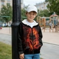 thumbnail image 3 of Uorisanigo Fire Wolf Kids Zip Up Hooded Hoodies Soft Athletic Sweatshirt Long Sleeve Shirts Tops Zipper Hoodies Jacket Casual Athletic Hoodie Tops for Boys and Girls, 3 of 7