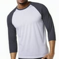thumbnail image 5 of Men's 3/4 Sleeve Crew Neck Baseball Shirt, Casual Dynamic Cotton Raglan T Shirts, Charcoal Gray/Heather Gray S, 1 Pack, 5 of 7