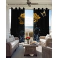 thumbnail image 4 of Yellow Roses Blackout Curtains 39 Inches Long for Bedroom, Modern Art Splash Flowers Butterfly Thermal Insulated Room Darkening Black Out Window Curtain Panels Grommet Drapes for Living Room, 4 of 8