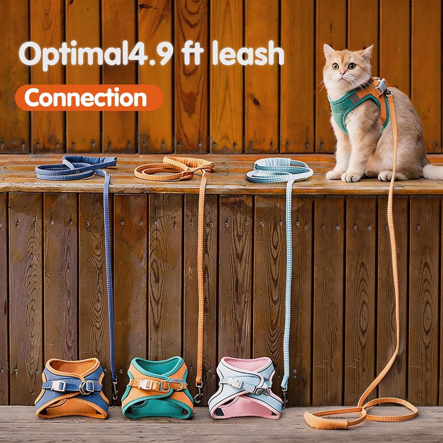 Escape-Proof Vest Style Cat Harness and Leash，Equipped with Reflective Strips and Double Buckles, It Is Breathable and Soft—suitable for Both Indoor and Outdoor Use.