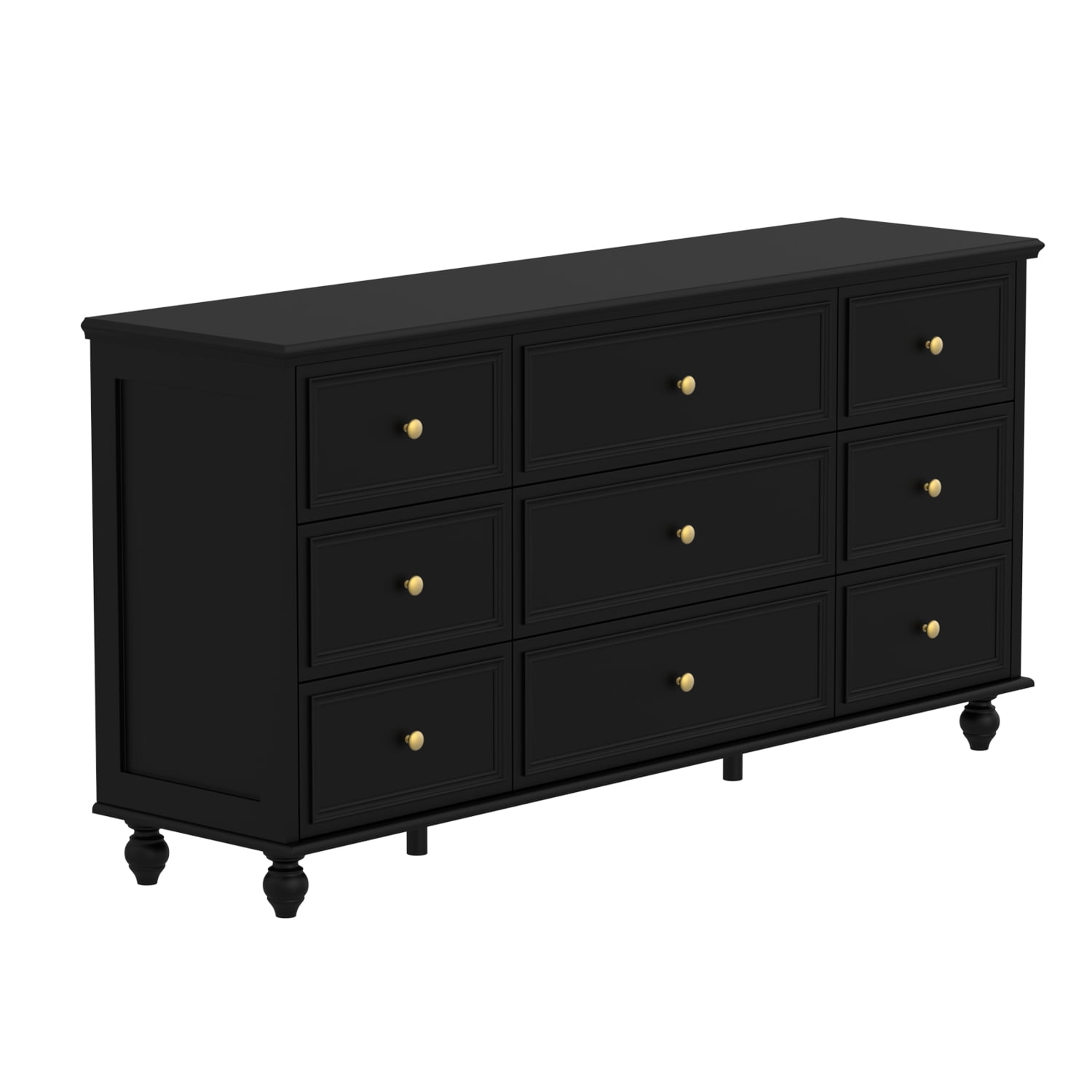 KULAGAGA 9 Drawer Dresser for Bedroom, 63" Wide Dresser Organizer Chest of Drawers for Nursery Black