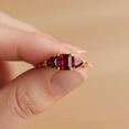 thumbnail image 4 of Princess & Trilliant Cut Garnet Trilogy Engagement Ring, Three Stone Anniversary Gift, Past Present Future Promise Ring, Red Gemstone Ring, January Birthstone Ring, 4 of 5