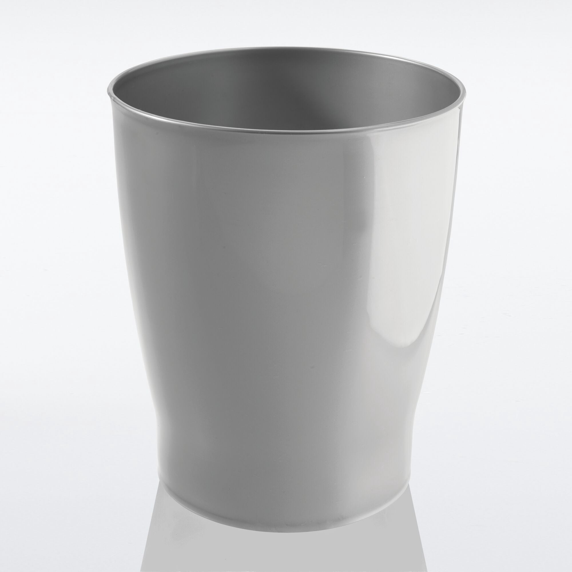 mDesign Small Round Bathroom 1.25 Gal. Trash Can Wastebasket, Silver