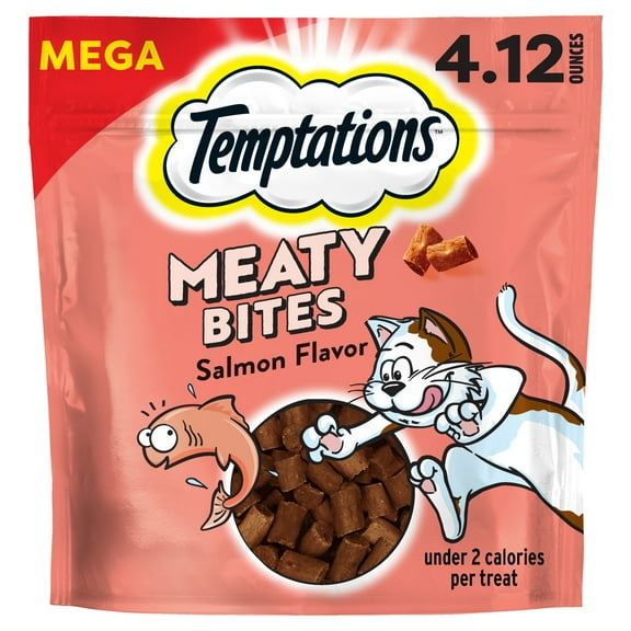 Temptations Meaty Bites, Soft and Savory Cat Treats, Salmon Flavor, 4.12 oz Pouch
