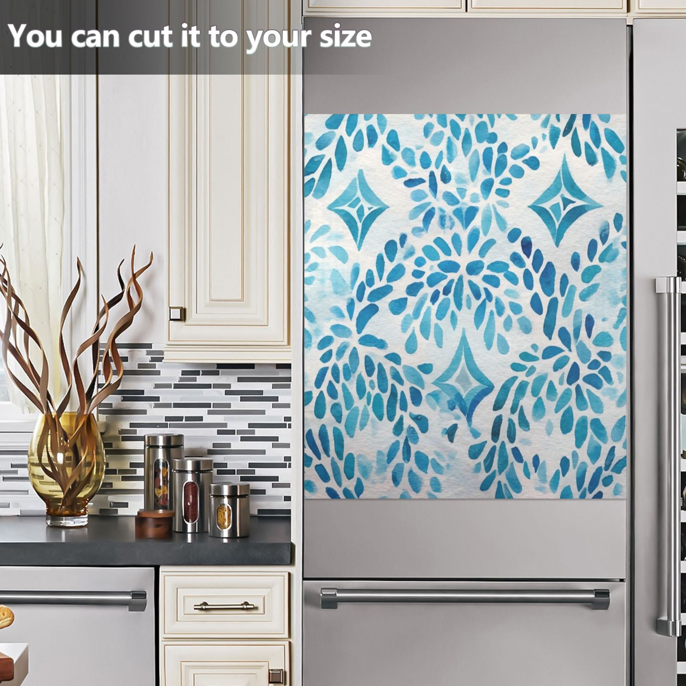 Dishwasher Magnetic Sticker 23x26 Inch Refrigerator Magnetic Sticker Washing Machine Magnetic Sticker Kitchen Panel Magnetic Sticker Home Decor Watercolor Blue Pattern