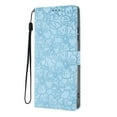 thumbnail image 2 of Leather For Samsung Galaxy S26 Edge 5G Case Cherry Blossom Embossed Flip Wallet Leather Case with Card Holder Magnetic Closure Shockproof Kickstand Protective Phone Cases Cover,Light blue, 2 of 8