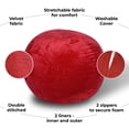 thumbnail image 3 of 4ft Modern Velvet Bean Bag Chair, Plush Floor Chair with Washable Cover, Lounge Chair with Stretchable Fabric, Comfy Bedroom Chair, Filled with Shredded and Memory Foam, for Kids and Adults, Red, 3 of 9