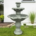 thumbnail image 5 of 39.3” H Outdoor Floor Water Fountain, 3-Tiers Concrete Water Fountain with Submersible Electric Pump - Garden Cascading Waterfall for Yard Patio Lawn Home Decor, 5 of 9