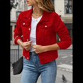 thumbnail image 4 of Chaquetas Vaqueras para Mujer, Básicas, de Larga, con Botones, Estilo Corto, A Rojo L, 4 of 7