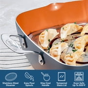 Gotham Steel Square 10 Pc Pots and Pans Set Non Stick, Ceramic Cookware Set w/ Ultra Nonstick Ceramic Coating, Square Pot and Pan Set Includes Shallow Skillet, Stock Pot, Oven/Dishwasher Safe, Copper