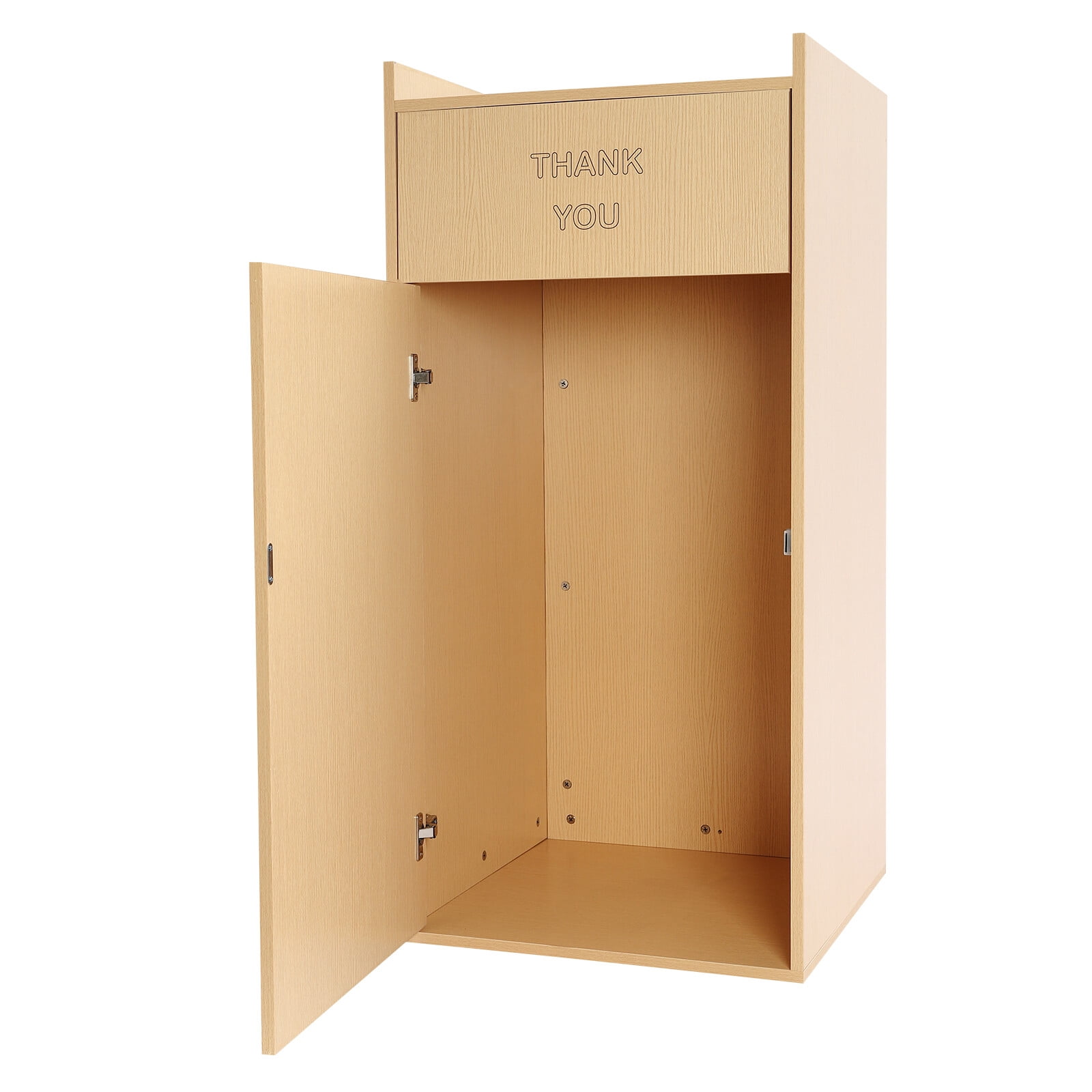 40 Gallon Restaurant Oak Wood Commercial-Trash Bin Cabinet with Trash Bag,Trash Can Cabinet & Garbage Receptacle for Self-Service Restaurant, Coffee Shop