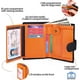 thumbnail image 5 of Negro y naranja: billetera grande de cuero genuino para hombre de tres pliegues, Cartera de hombre con 19 ranuras para tarjetas de crédito, 3 compartimentos para billetes, 1 bolsillo para monedas, 5 of 5