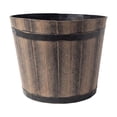 thumbnail image 2 of Wood Grain Effect Plastic Imitation Barrel Planter, Wear-Resistant Thickened Plastic, Rustic Barrel Appearance, Multi-Purpose Home Pot for Green Plants & Balcony Gardening Arrangement, 2 of 6