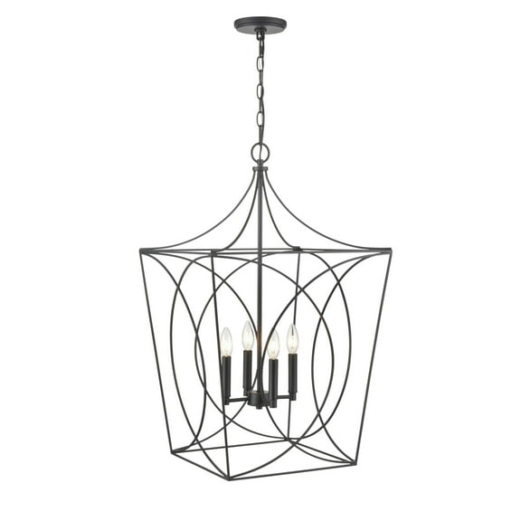 4000-MB Millennium Lighting Tracy - 4 Light Pendant-30.5 Inch Tall and 18 Inch Wide-Matte Black Finish -Traditional Installation