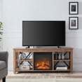 thumbnail image 6 of Evelyn&Zoe Sawyer Rectangular TV Stand with Log Fireplace for TV's up to 65" in Golden Brown, 6 of 9