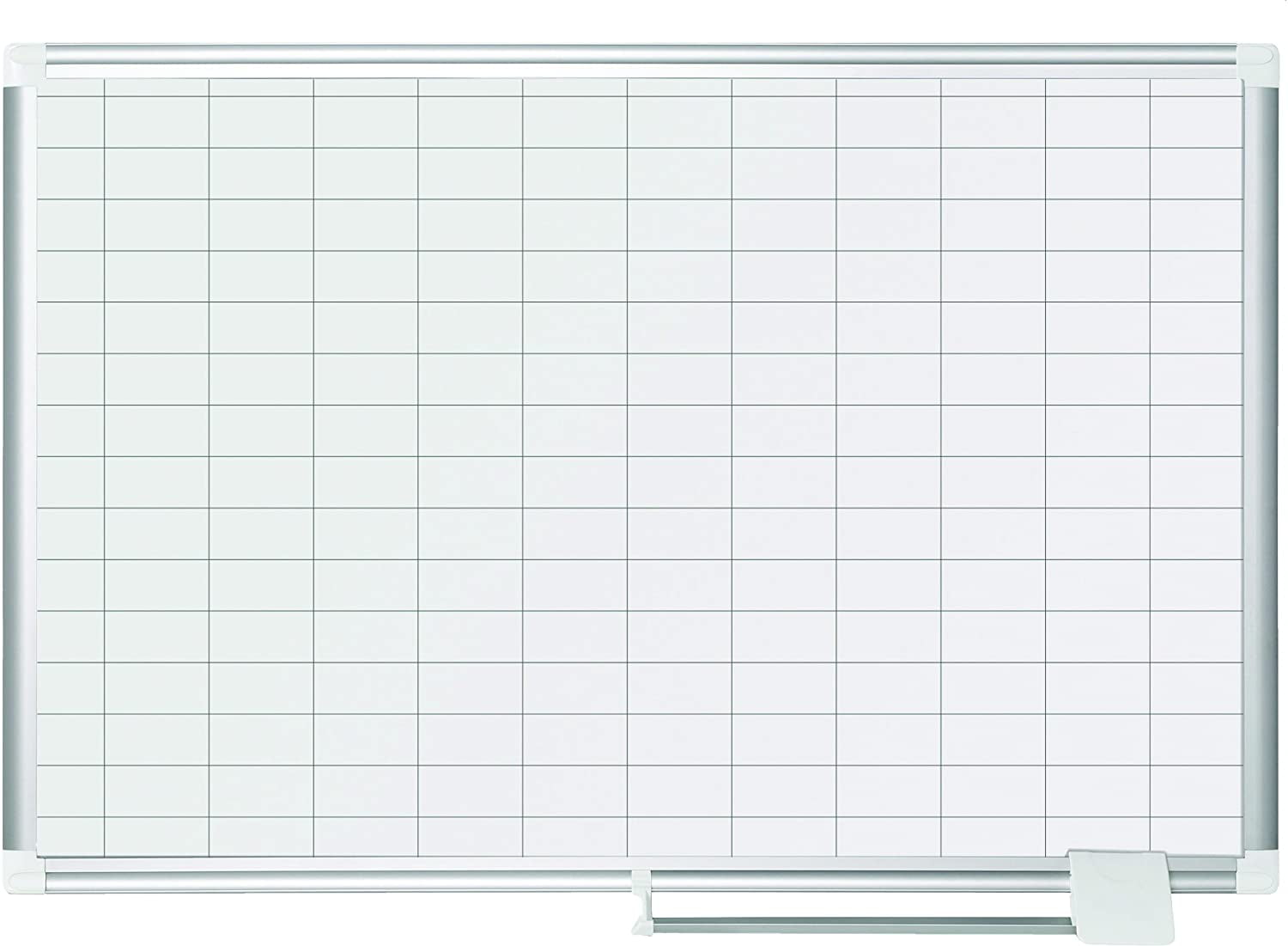 Aluminum Frame 24 x 36 MasterVision Planning Board Magnetic Dry Erase 1 x 2 Grid Planner with Accessory Kit 