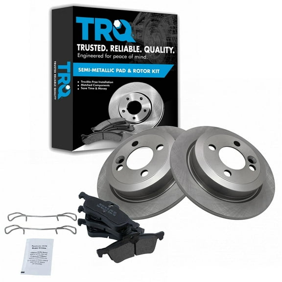 TRQ Rear Brake Pad & Rotor Kit Brake Pads Brake Rotor Semi-Metallic Fits Select 2007-2008 Mini Cooper