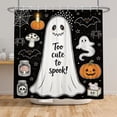 thumbnail image 7 of Nanqianyi Happy Halloween Waterproof Shower Curtain,Cute Ghost Pumpkin Polyester Bathroom Home Decor Set with Hooks,72 W x78 H Inch, 7 of 7