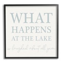 Stupell Industries Funny Lake House Phrase Nature Painting Black Framed Art Print Wall Art, 17 x 17