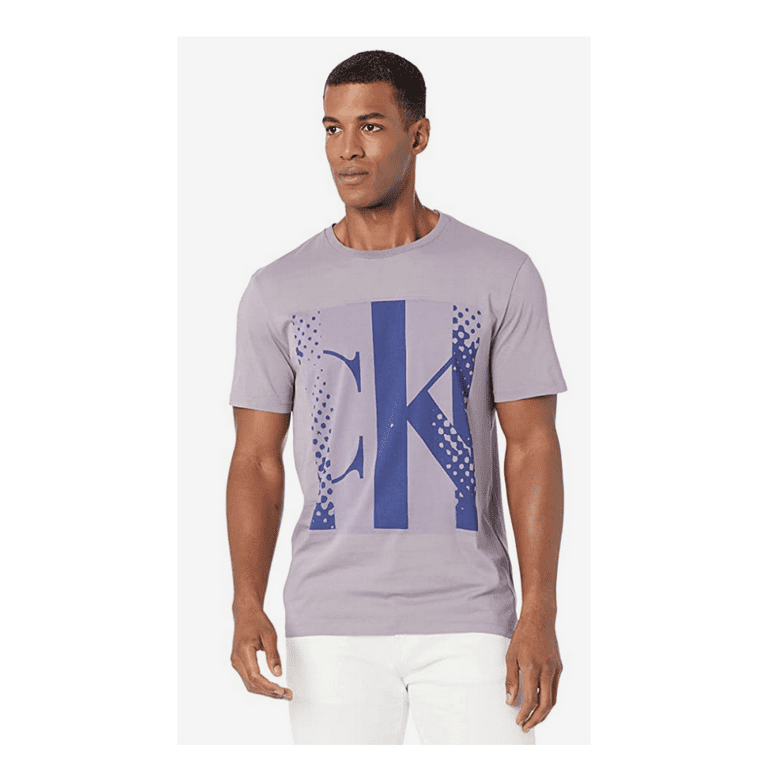 Calvin Klein Men Monogram Short-Sleeve Crew-Neck Cotton T-Shirt, Gray Ridge, L