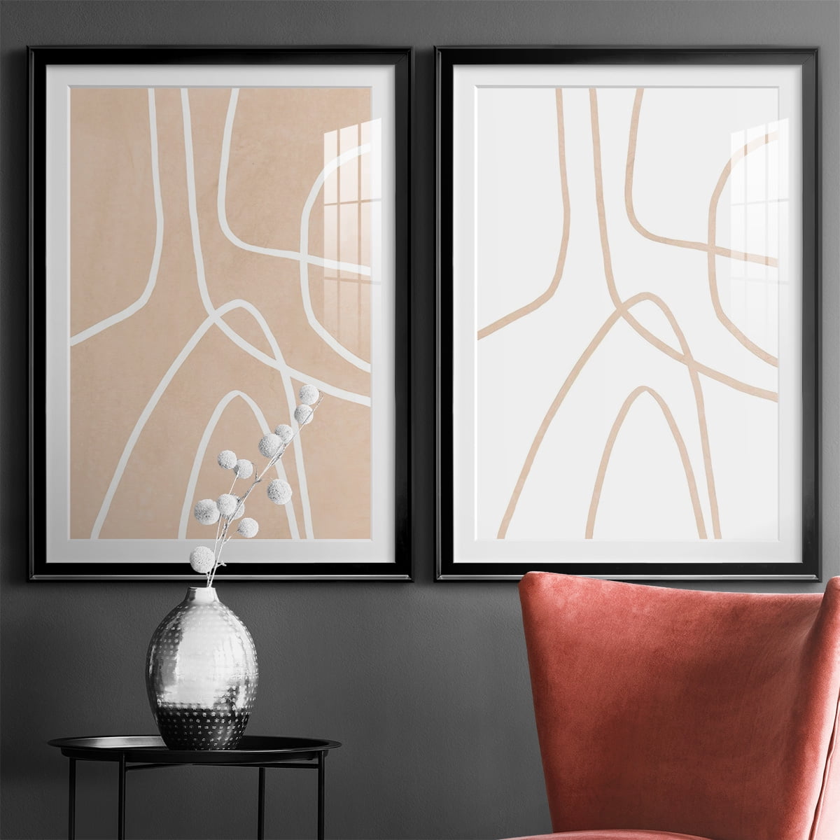 Wexford Home Clean Contour I Premium Framed Print, 30.5" x 42.5" - Ready to Hang, Black (Set of 2)