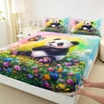 thumbnail image 3 of Castle Fairy Child Teens Black White Panda Twin Sheet Sets,Kawaii Floral Butterfly Bedding, 3 of 7