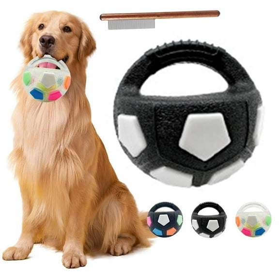 Dog Toy Soccer Ball with Handles Durable Pet Training Ball, Calming Balls, Toss and Fetch Play, Interactive Balls for Dogs Playing, Squeaky Floating (1PC, C)