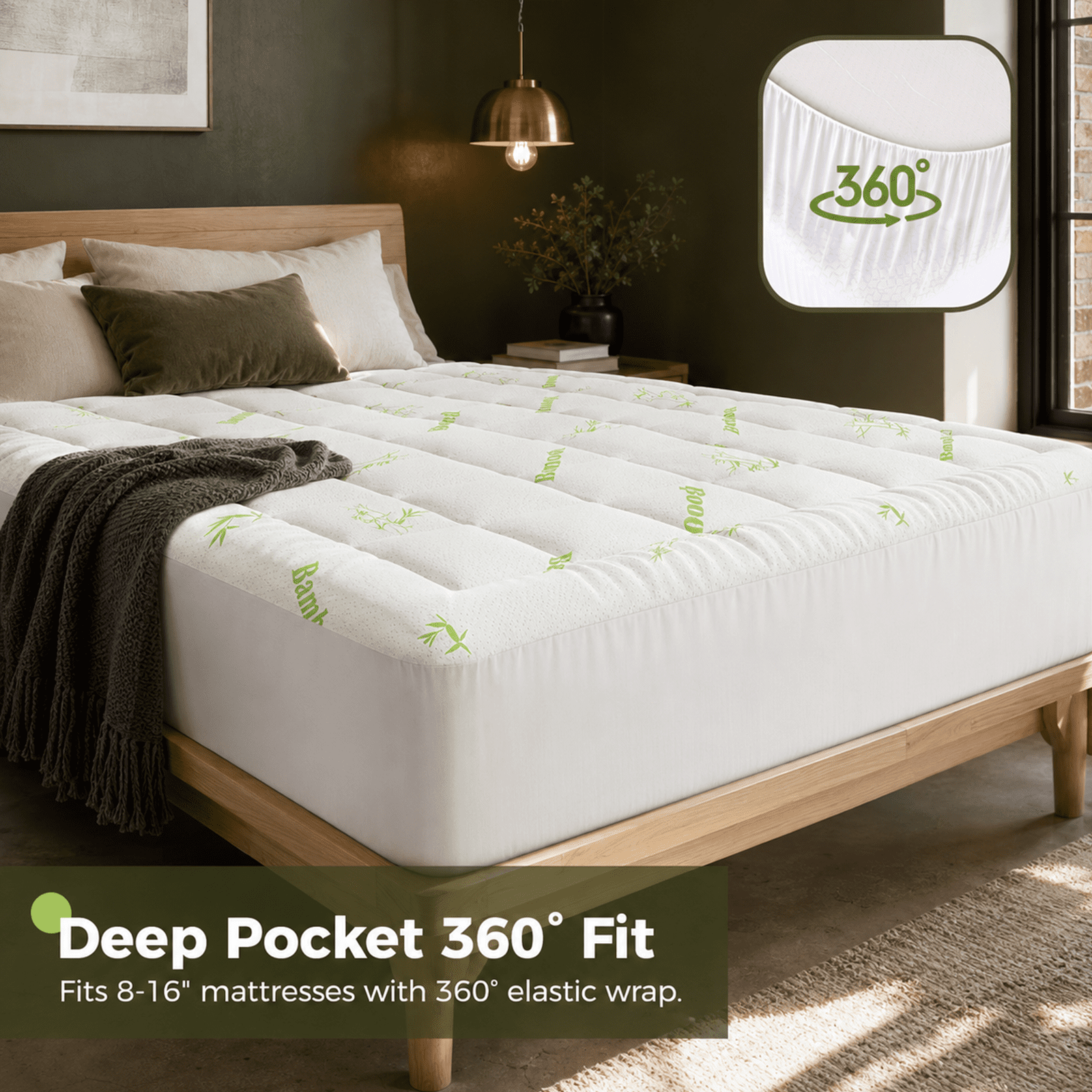 Alvantor Mattress Protector, Breathable Mattress Cover Twin/Full/Queen/King Size Bed, Cooling 3D Air Fabric Bed Pad Cover, Deep Pocket 8"-21"