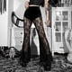thumbnail image 4 of Pantalones casuales de verano negros puros, sexys, nuevos, con encaje, pantalones de malla transparente para mujer, 4 of 6
