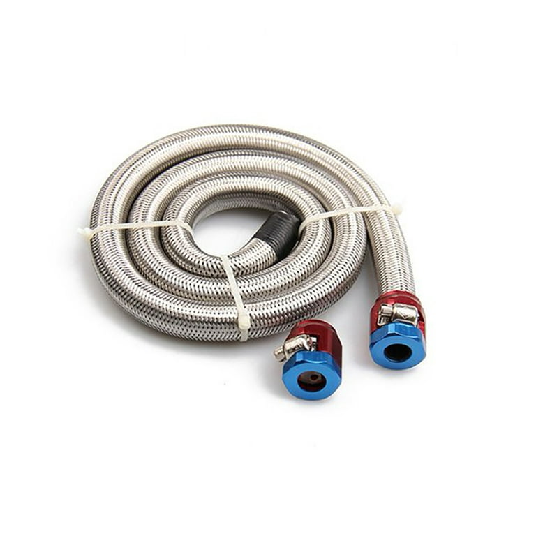 3/8 inch Fuel Line Hose 3 ft. Braided Stainless Steel Flex Gas Oil Fuel Line Hose with Clamps 6AN