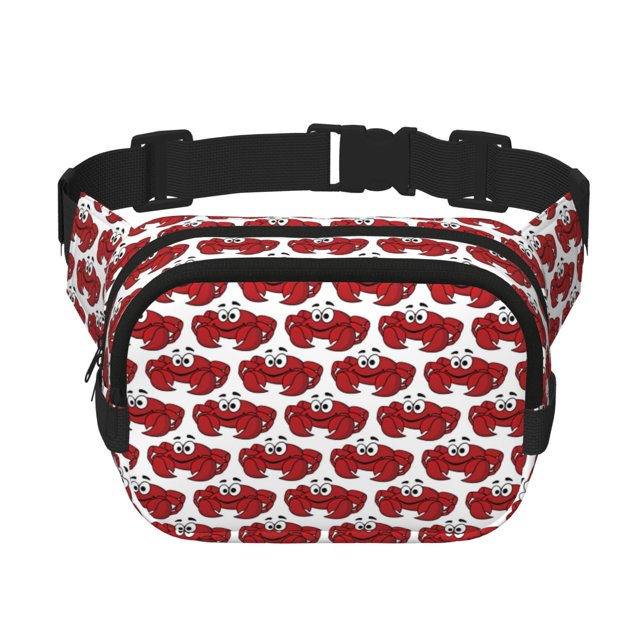 Disketp Cute Red Crab Riñonera de Doble Capa, Bolsa de Cintura Ajustable para Viajes, Correr y Senderismo, Riñonera Ligera para Hombre y Mujer