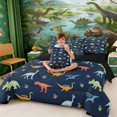 thumbnail image 4 of Manfei Minimalist Dino Animals 7pcs Queen Bedding,Vintage Paw Print Bedding Comforter Set Queen,Blue Green,Black Reversible, 4 of 6