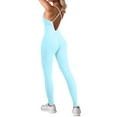 thumbnail image 3 of KHONTS Women's Crisscross Sleeveless Bodycon Cami Jumpsuit Seamless Backless Workout Yoga Pants Rompers Sky Blue M, 3 of 7
