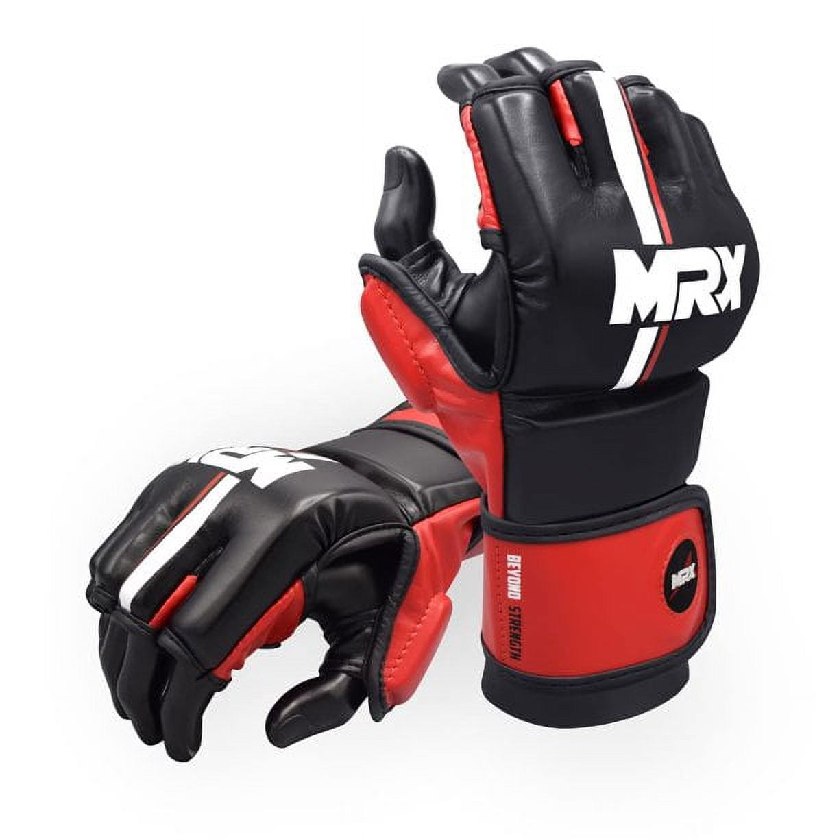 MMA Gloves for Grappling Sparring, with Open Ventilated Palm, Martial Arts Mitts Suitable for Men Women, Sports Training, Muay Thai, Punching Bag Gloves and Kickboxing| Black Red L/XL