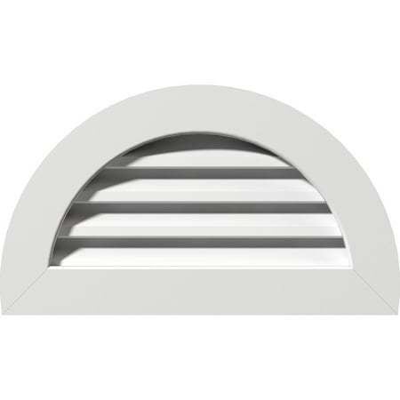 

24 W x 12 H Half Round Gable Vent (29 W x 17 H Frame Size): Functional PVC Gable Vent w/ 1 x 4 Flat Trim Frame