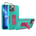 thumbnail image 1 of Xhy iPhone 13 Pro Case with Stand, 2x Screen Protector + 1x Camera Lens Protector, Military Grade Case with Magnetic Car Mount, 6.1 inch Cover for Men Women, Green & Rose red, 1 of 6