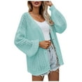 thumbnail image 2 of Women's Sweaters And Cardigans Pink Fashion Sweater Coat Top Cardigan Loose Hollow Out Sleeve Coat, 2 of 9
