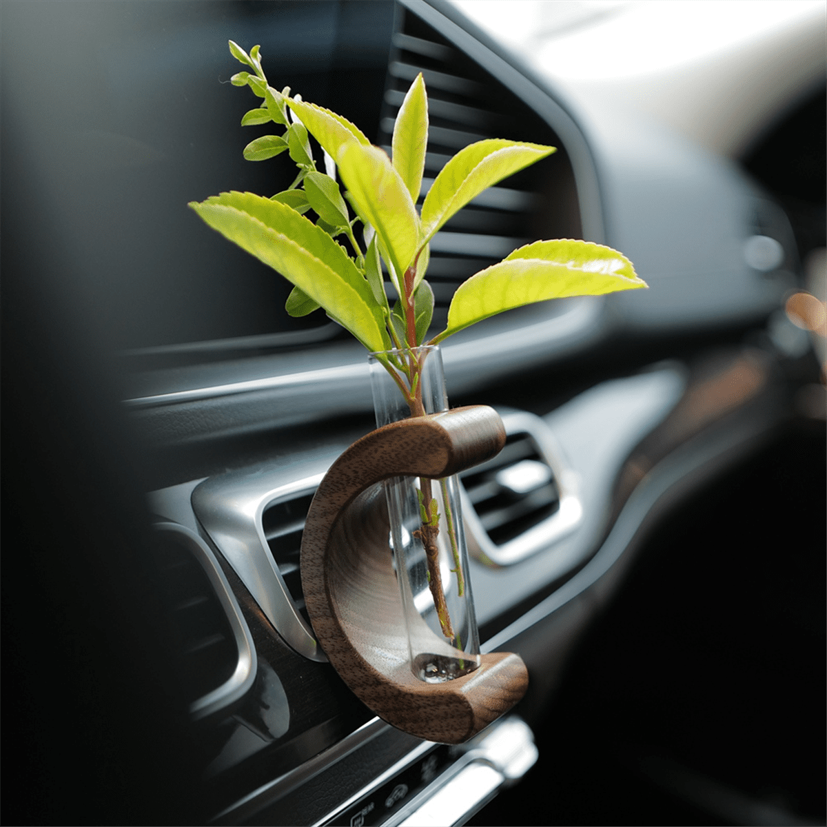 Car Flower Vase Clip Holder Glass Tube for Fresh Plants Auto Air