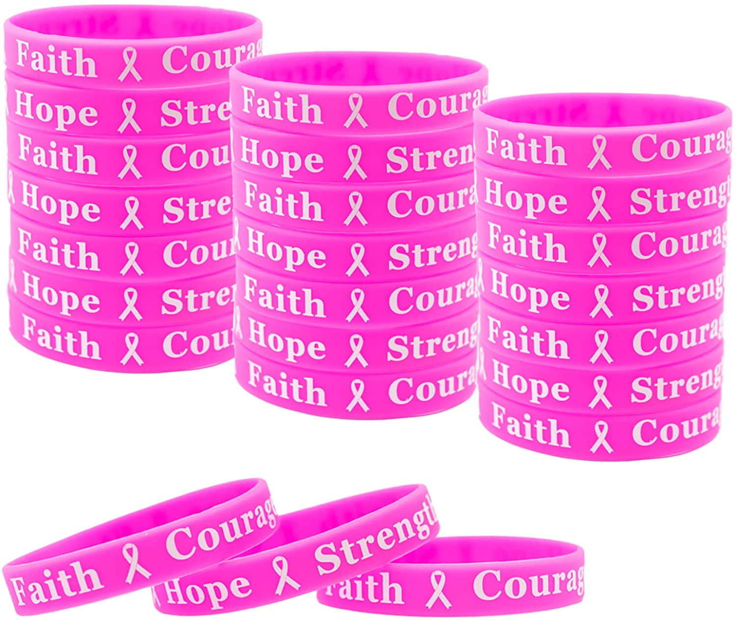 Personalized Breast Cancer Awareness Bracelet with Engraved Name and pink  crystals