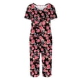 thumbnail image 6 of Womens Pajamas Sets Short Sleeve V Neck Top with Capri Pants with Pockets Casual Sleepwear Two Piece Summer Sets S-XXL, 6 of 8