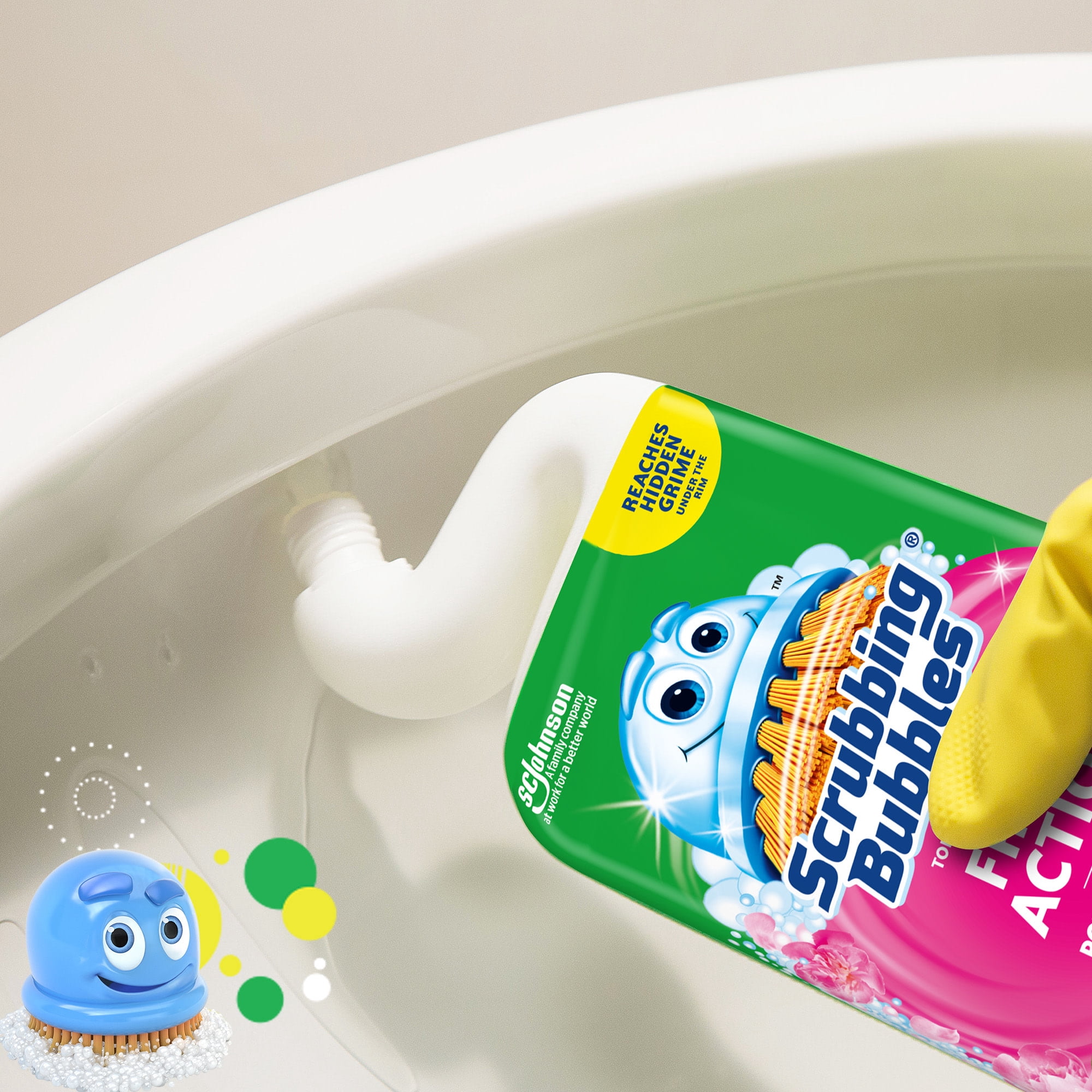 (3 pack) Scrubbing Bubbles Fresh A Countion Toilet Bowl Cleaner, Floral Fusion, 1 Squeeze Bottle, 24 oz