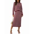 thumbnail image 2 of Conjuntos de 2 Piezas de Falda para Mujer, Moda de Otoño, Suéter A Rayas, Vestido Midi de Punto, Ropa de Salón, Viajes, Ropa de Invierno. Rojo y L, 2 of 10