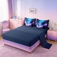 thumbnail image 5 of Manfei Neon Underwater Dolphin Twin Bedding Sets for Kids Boys and Girls, Marine Fantasy Print Bedding Comforter Set, Navy Reversible 7pcs, 5 of 6