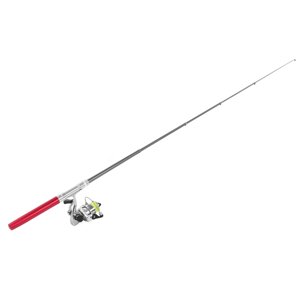 Portable Mini Pen Shape Fishing Rod Pole Pocket Retractable Fishing Rod with Reel WheelRed,