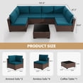 thumbnail image 3 of KIGOTY 7 Piece Outdoor Patio Furniture, Wicker Rattan Outdoor Conversation Set Sectional Sofas for Backyard, Garden, Brown-Blue, 3 of 7
