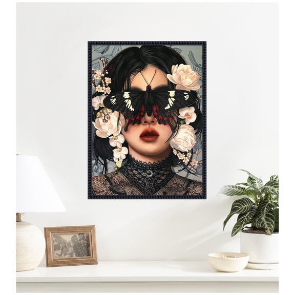 Kate and Laurel Framed Canvas Wall Art Print Whither Is Fled The Visionary Gleam Where Is It Now by Charlotte Brindley, 18 x 24 Sylvie Beaded Black Frame, Modern Contemporary, Abstract Art for Wall